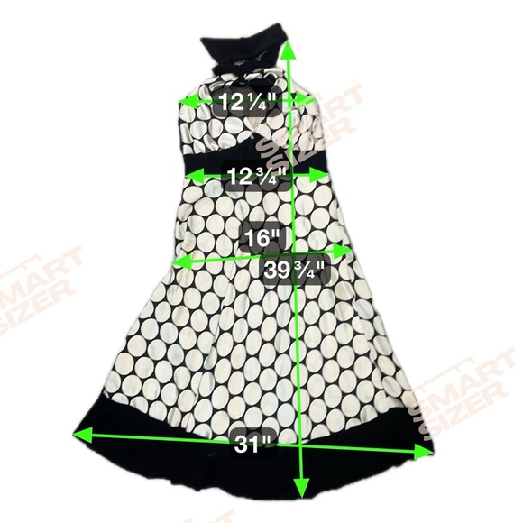VTG Y2K 90s Black/White Babydoll Halter Dress Small Silky Flowy Rockabilly USA - Picture 6 of 6
